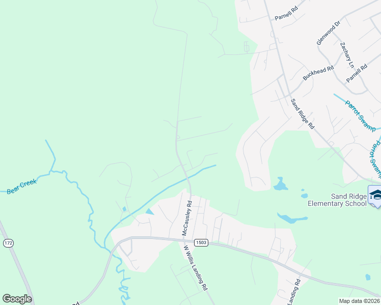 map of restaurants, bars, coffee shops, grocery stores, and more near 170 McCausley Road in Hubert