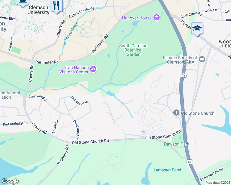 map of restaurants, bars, coffee shops, grocery stores, and more near in Clemson