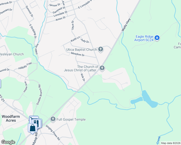 map of restaurants, bars, coffee shops, grocery stores, and more near 108 Roderick Dr in Seneca