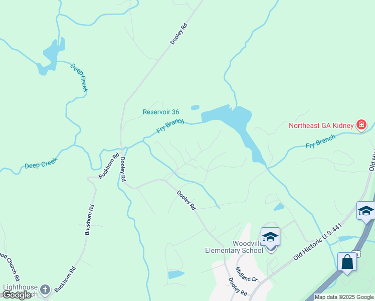 map of restaurants, bars, coffee shops, grocery stores, and more near 363 Goose Creek Lane in Clarkesville