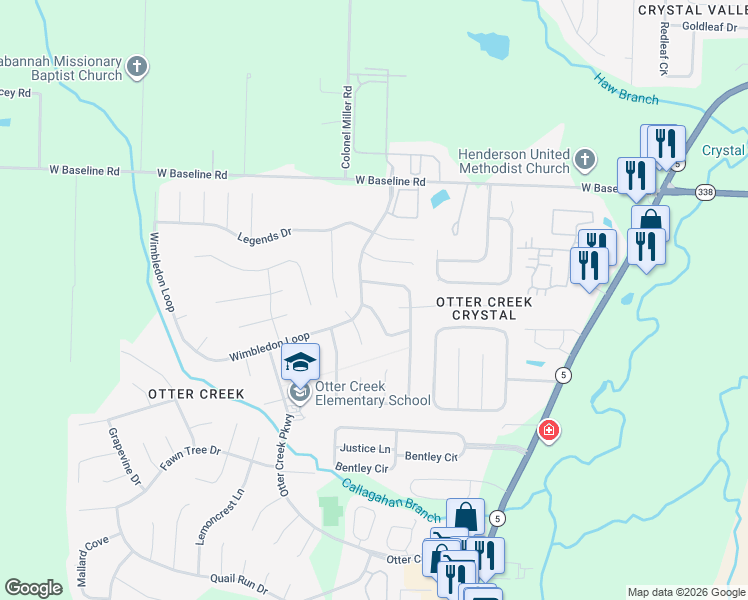 map of restaurants, bars, coffee shops, grocery stores, and more near 103 Laver Circle in Little Rock