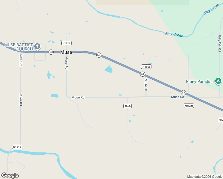map of restaurants, bars, coffee shops, grocery stores, and more near County Road 224 in Muse