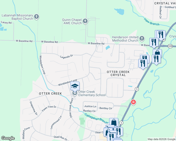 map of restaurants, bars, coffee shops, grocery stores, and more near 13904 Wimbledon Loop in Little Rock