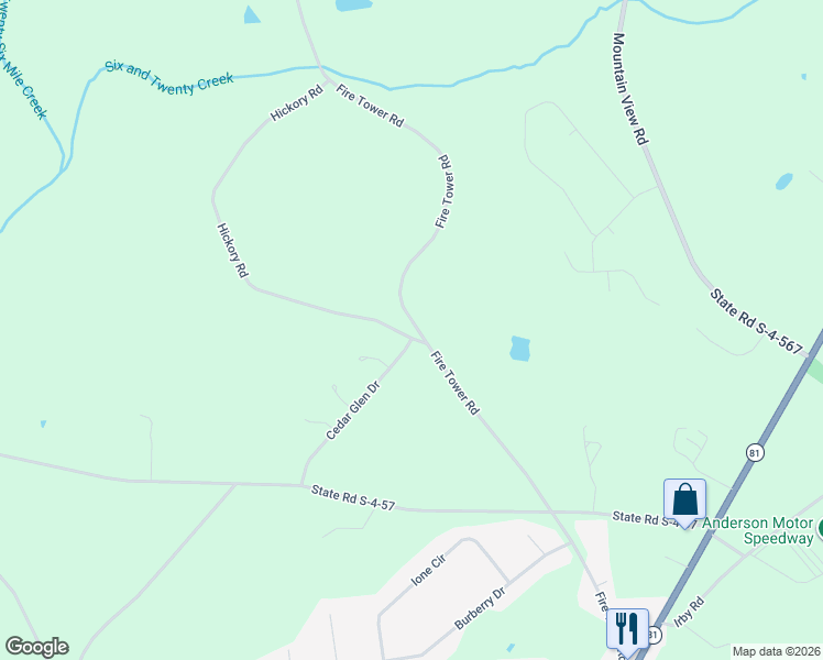 map of restaurants, bars, coffee shops, grocery stores, and more near 510 Fire Tower Road in Williamston