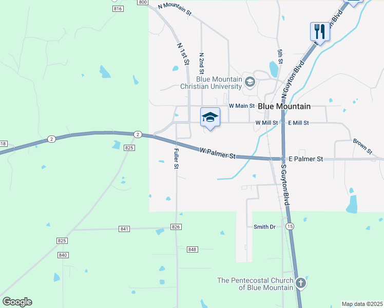 map of restaurants, bars, coffee shops, grocery stores, and more near 412 West Palmer Street in Blue Mountain