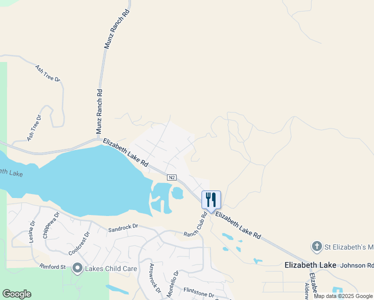 map of restaurants, bars, coffee shops, grocery stores, and more near 43328 Lookabout Road in Lake Hughes