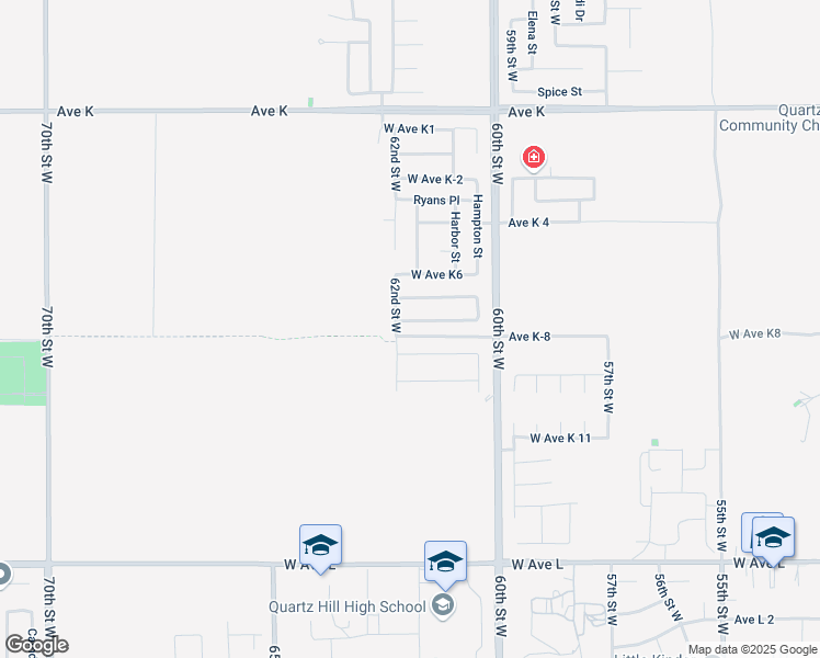 map of restaurants, bars, coffee shops, grocery stores, and more near 43215 62nd Street West in Lancaster