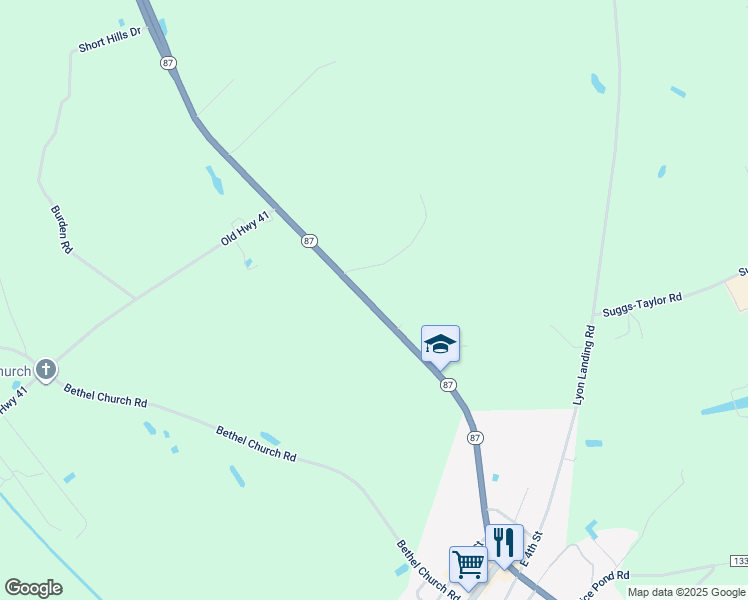 map of restaurants, bars, coffee shops, grocery stores, and more near 8222 North Carolina 87 in Bladenboro