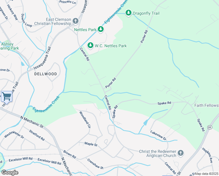 map of restaurants, bars, coffee shops, grocery stores, and more near 110 Porter Road in Pendleton