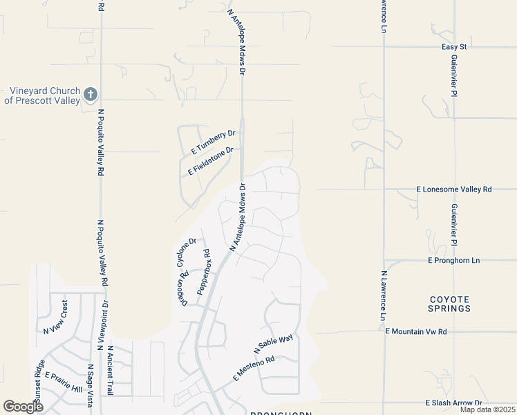 map of restaurants, bars, coffee shops, grocery stores, and more near 8630 Wandering Creek Road in Prescott Valley