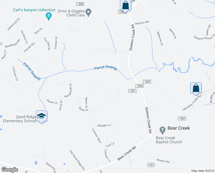 map of restaurants, bars, coffee shops, grocery stores, and more near 110 Pine Needle Drive in Hubert