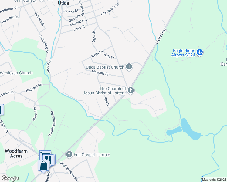 map of restaurants, bars, coffee shops, grocery stores, and more near 108 Roderick Dr in Seneca