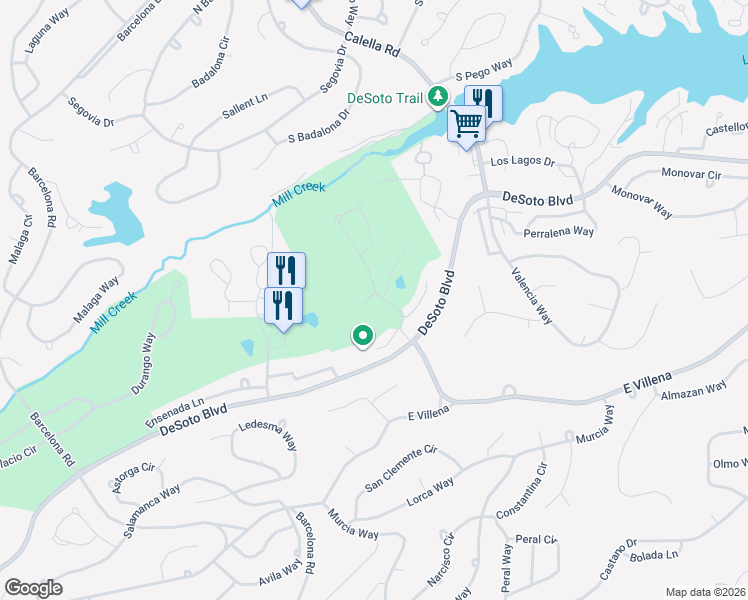 map of restaurants, bars, coffee shops, grocery stores, and more near 4 Sonora Way in Hot Springs