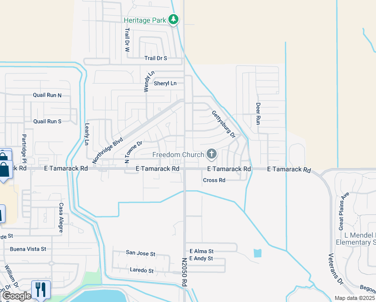map of restaurants, bars, coffee shops, grocery stores, and more near 3025-3093 North Park Lane in Altus