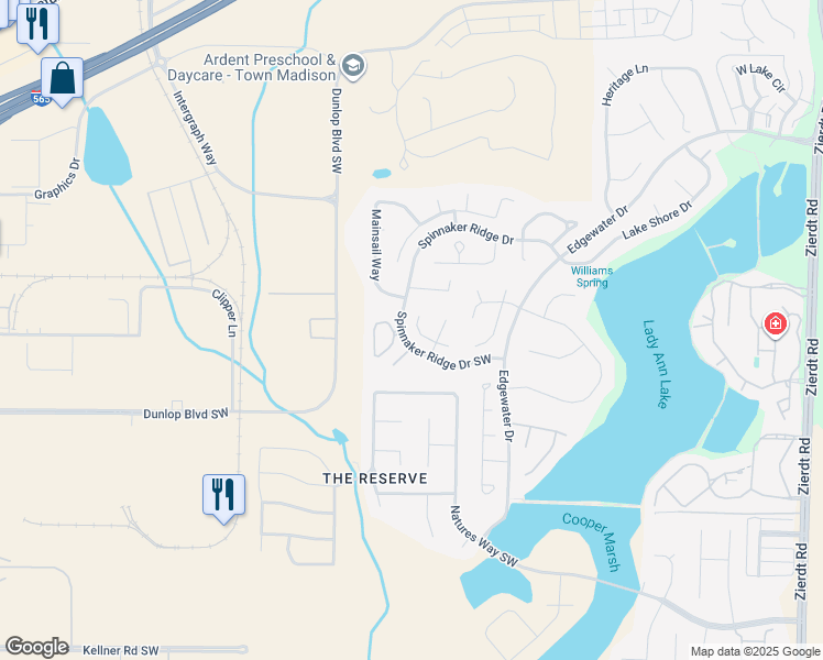 map of restaurants, bars, coffee shops, grocery stores, and more near 207 Silver Tail Lane in Huntsville