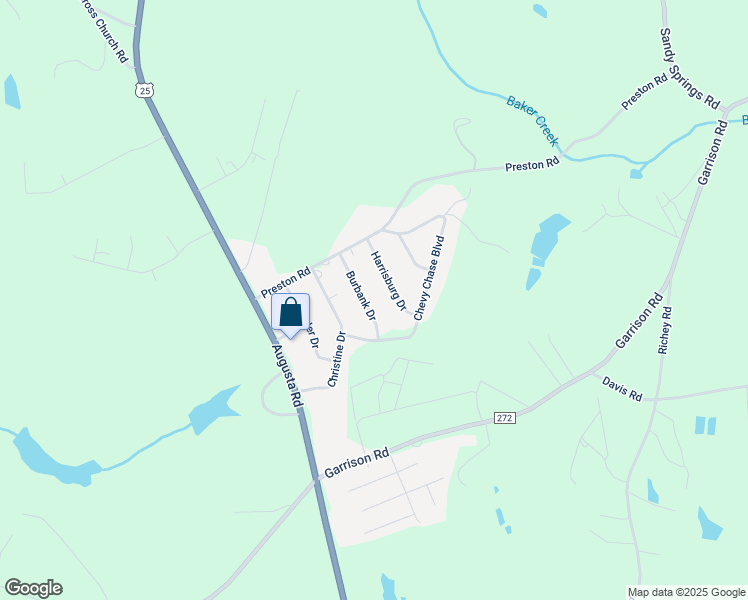 map of restaurants, bars, coffee shops, grocery stores, and more near 117 Burbank Drive in Pelzer