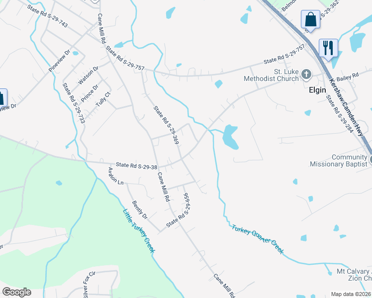 map of restaurants, bars, coffee shops, grocery stores, and more near 452 State Road S-29-38 in Lancaster
