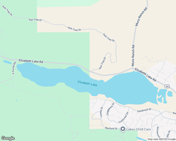 map of restaurants, bars, coffee shops, grocery stores, and more near Elizabeth Lake Road in Lake Hughes
