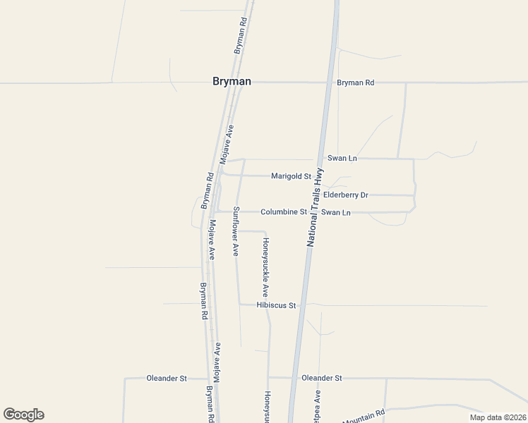 map of restaurants, bars, coffee shops, grocery stores, and more near Columbine Street in San Bernardino County