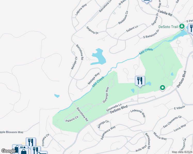 map of restaurants, bars, coffee shops, grocery stores, and more near 52 Malaga Way in Hot Springs