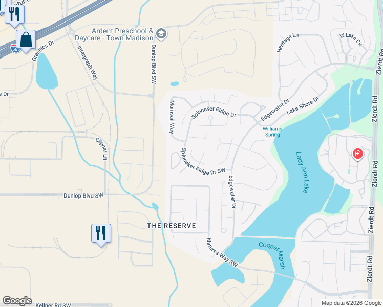 map of restaurants, bars, coffee shops, grocery stores, and more near 103 Red Paw Drive Southwest in Huntsville