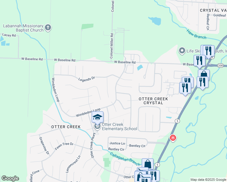 map of restaurants, bars, coffee shops, grocery stores, and more near 13904 Wimbledon Loop in Little Rock