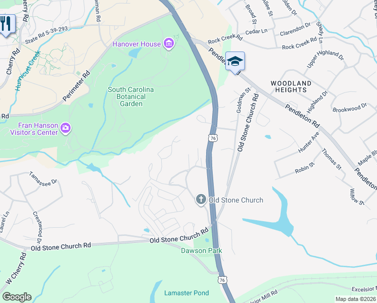 map of restaurants, bars, coffee shops, grocery stores, and more near 303 Owens Drive in Clemson