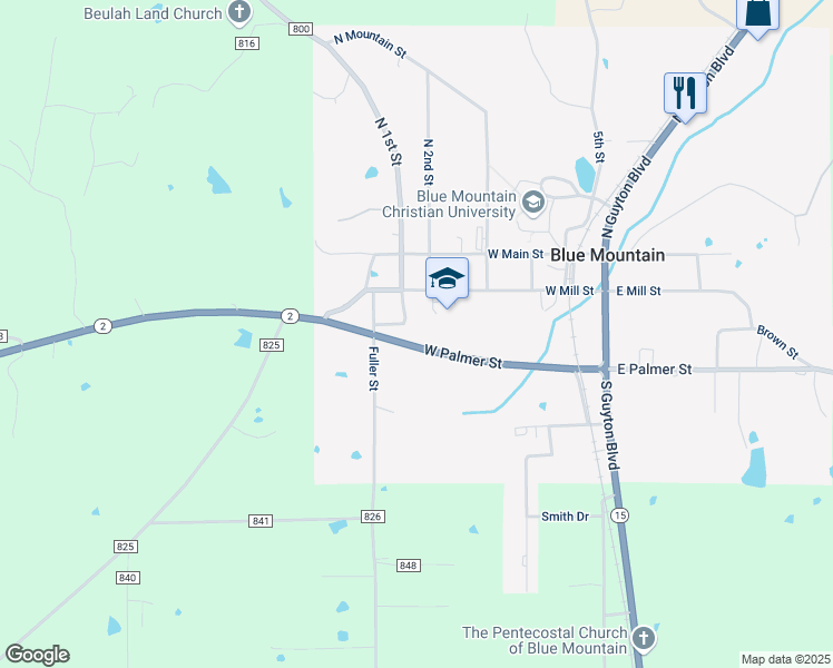 map of restaurants, bars, coffee shops, grocery stores, and more near 412 West Palmer Street in Blue Mountain