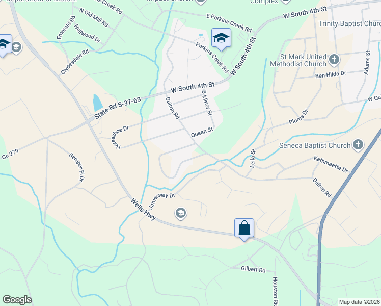 map of restaurants, bars, coffee shops, grocery stores, and more near 601 Dalton Road in Seneca