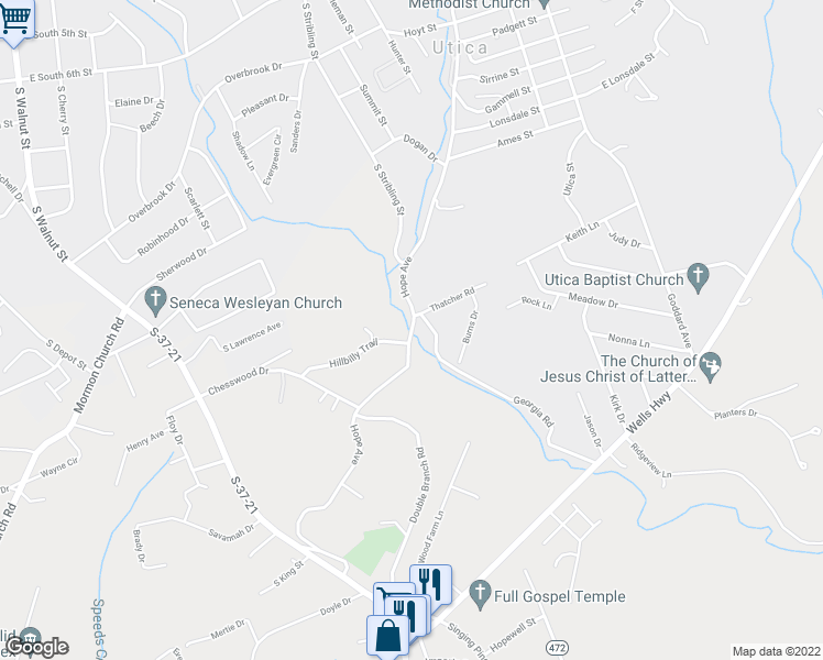 map of restaurants, bars, coffee shops, grocery stores, and more near 494 Hope Avenue in Seneca