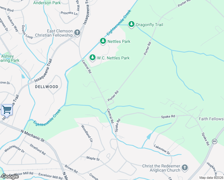 map of restaurants, bars, coffee shops, grocery stores, and more near 108 Leah Drive in Pendleton