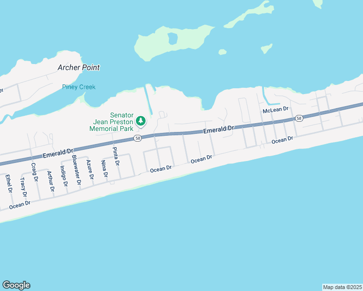 map of restaurants, bars, coffee shops, grocery stores, and more near 111 Ebb Tide Drive in Emerald Isle