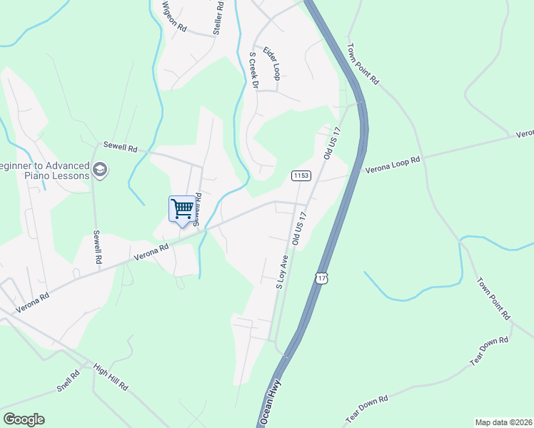 map of restaurants, bars, coffee shops, grocery stores, and more near 123 Verona Road in Jacksonville