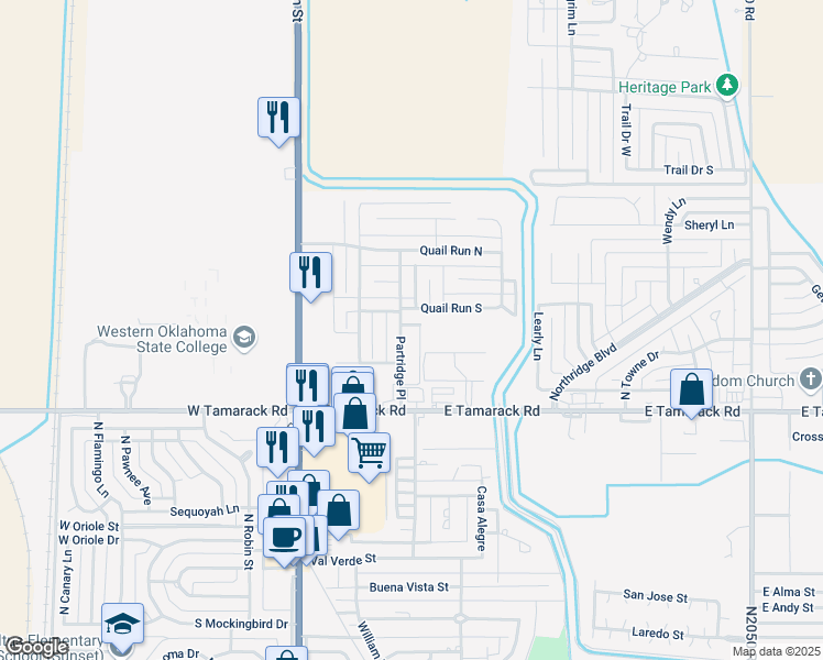 map of restaurants, bars, coffee shops, grocery stores, and more near 312 Quail Run South in Altus