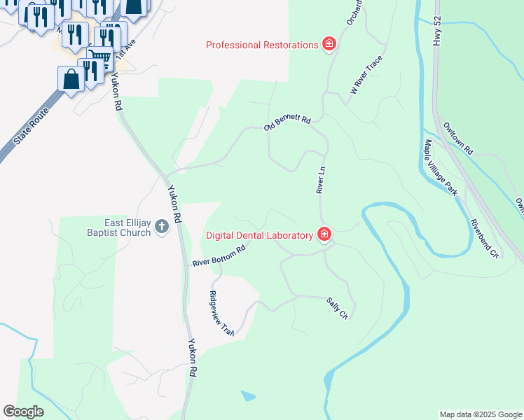 map of restaurants, bars, coffee shops, grocery stores, and more near 111 Piney Woods Drive in Ellijay