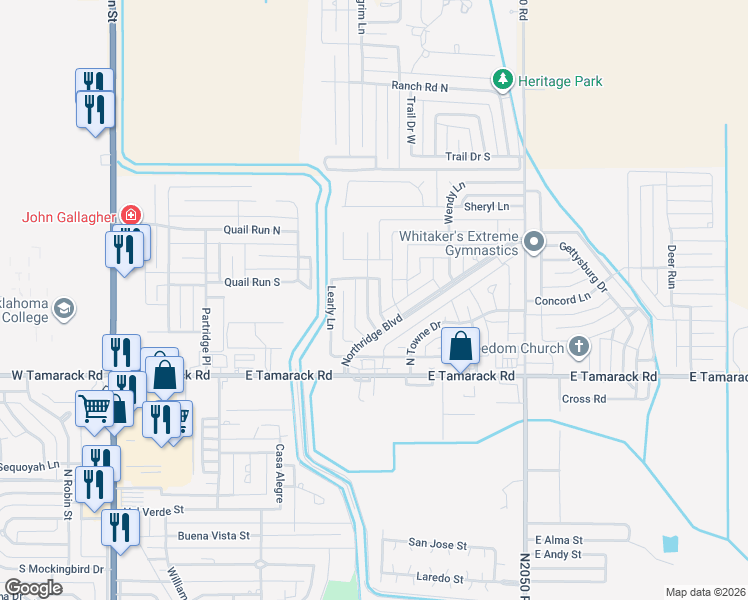 map of restaurants, bars, coffee shops, grocery stores, and more near 3008 Garrison Road in Altus