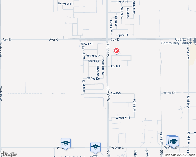 map of restaurants, bars, coffee shops, grocery stores, and more near West Avenue K6 in Lancaster