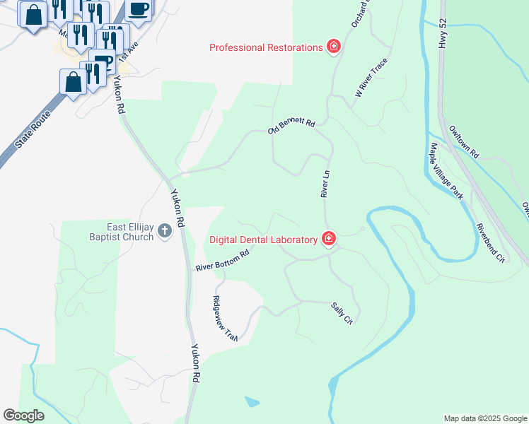 map of restaurants, bars, coffee shops, grocery stores, and more near 111 Piney Woods Drive in Ellijay