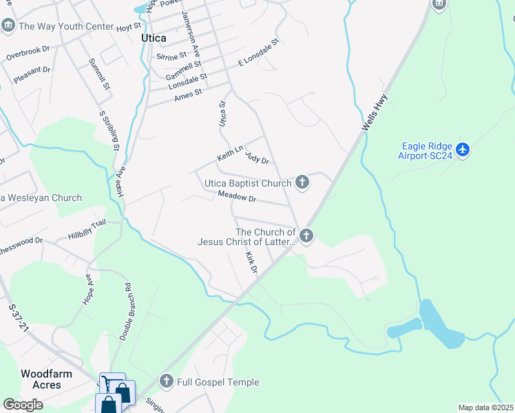 map of restaurants, bars, coffee shops, grocery stores, and more near 109 Meadow Drive in Seneca