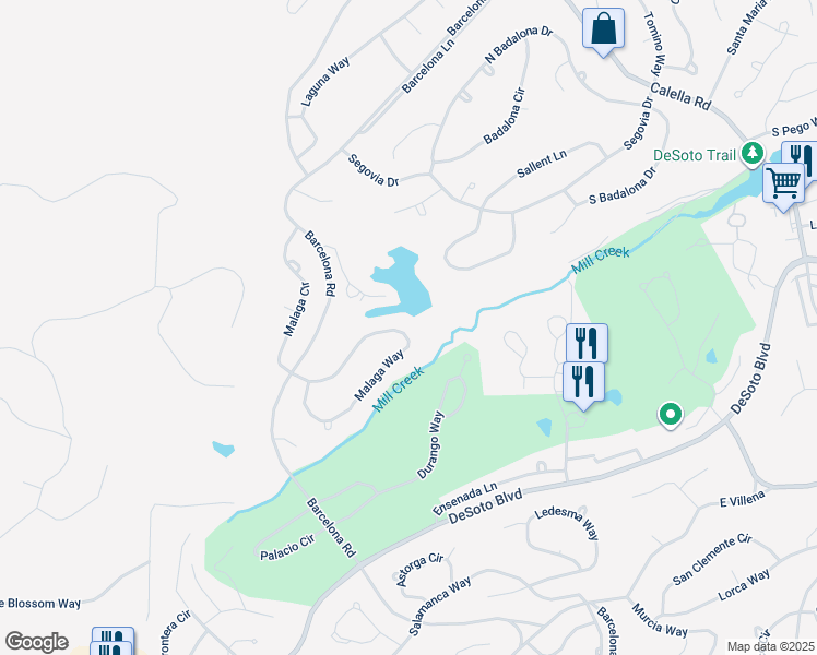 map of restaurants, bars, coffee shops, grocery stores, and more near 36 Malaga Way in Hot Springs