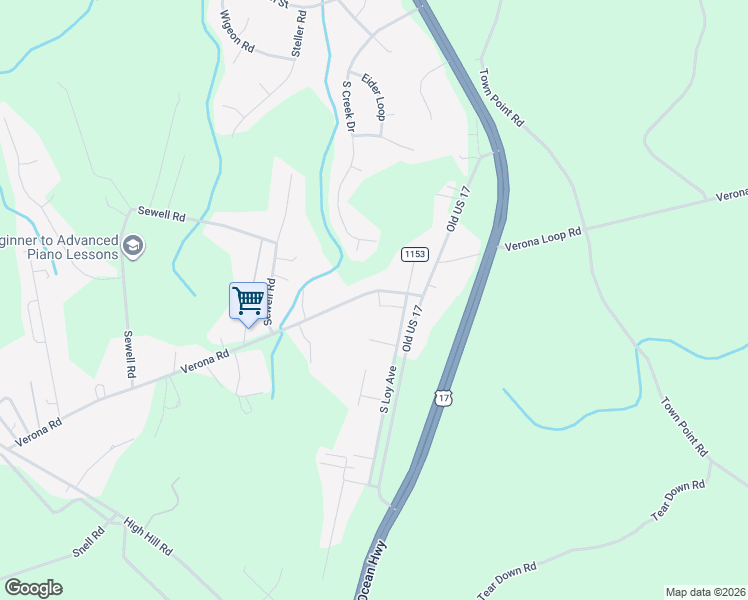 map of restaurants, bars, coffee shops, grocery stores, and more near 123 Verona Road in Jacksonville