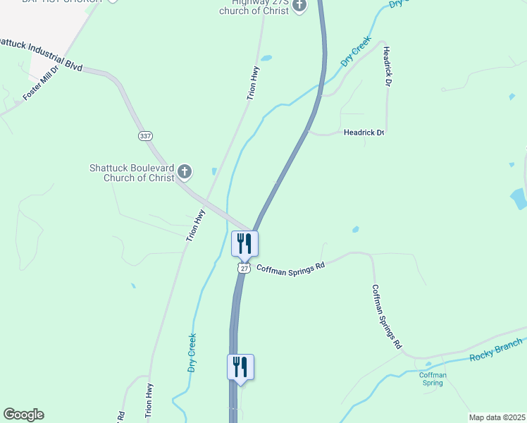 map of restaurants, bars, coffee shops, grocery stores, and more near 2396 Martha Berry Highway in LaFayette