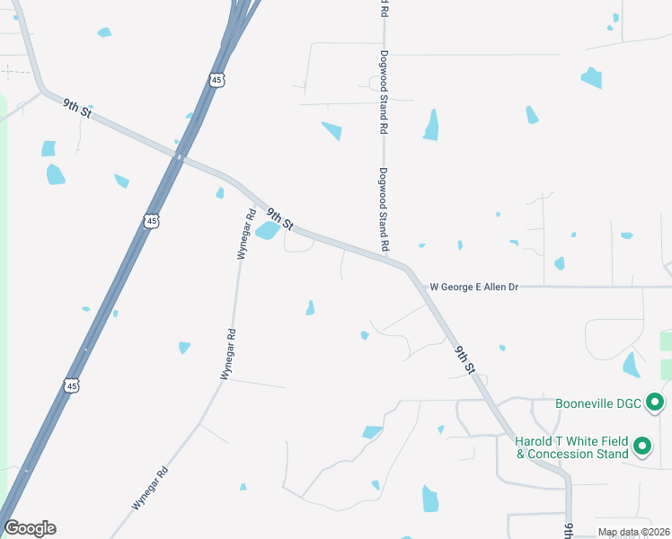 map of restaurants, bars, coffee shops, grocery stores, and more near 1203 9th Street in Booneville