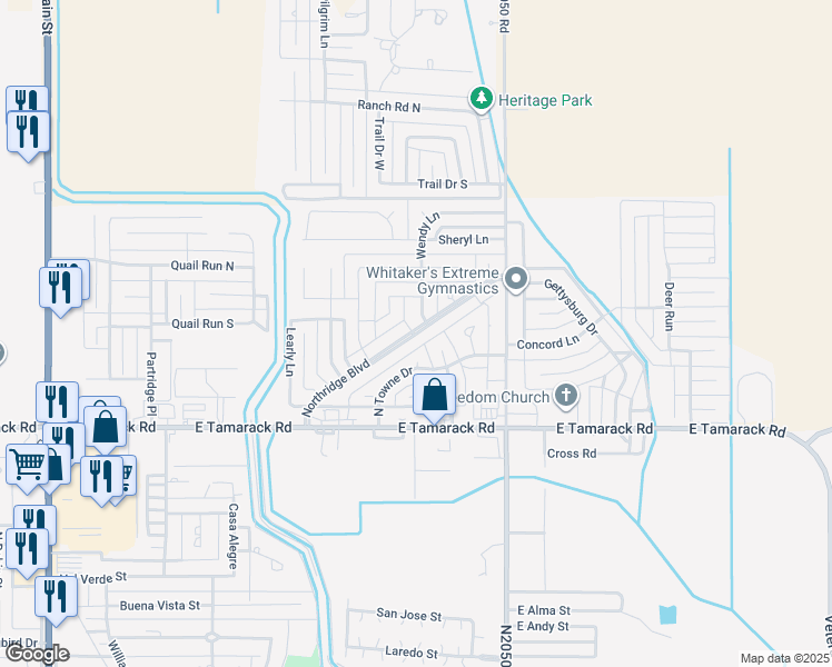 map of restaurants, bars, coffee shops, grocery stores, and more near 1109 Northridge Boulevard in Altus
