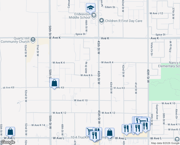 map of restaurants, bars, coffee shops, grocery stores, and more near 43323 Honeybee Lane in Lancaster