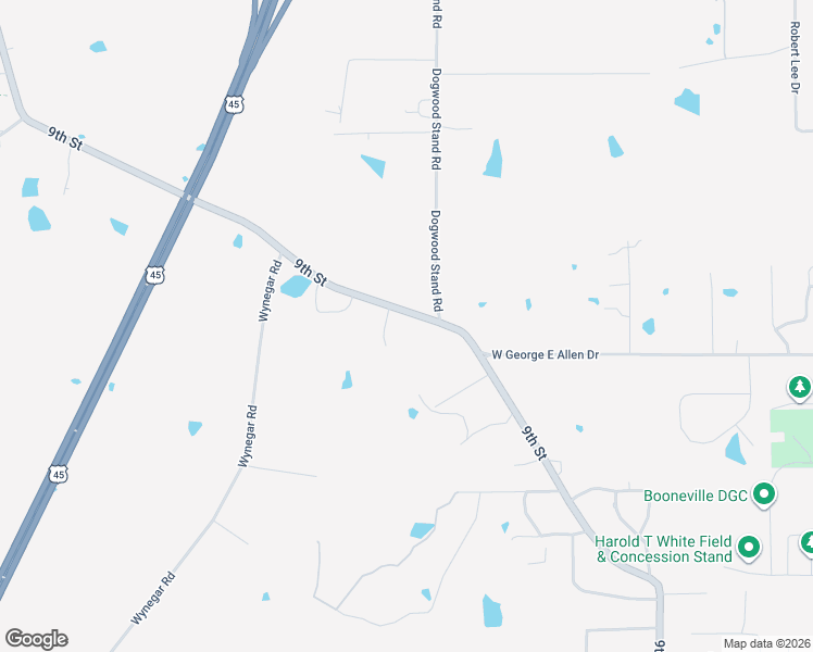 map of restaurants, bars, coffee shops, grocery stores, and more near 1203 9th Street in Booneville