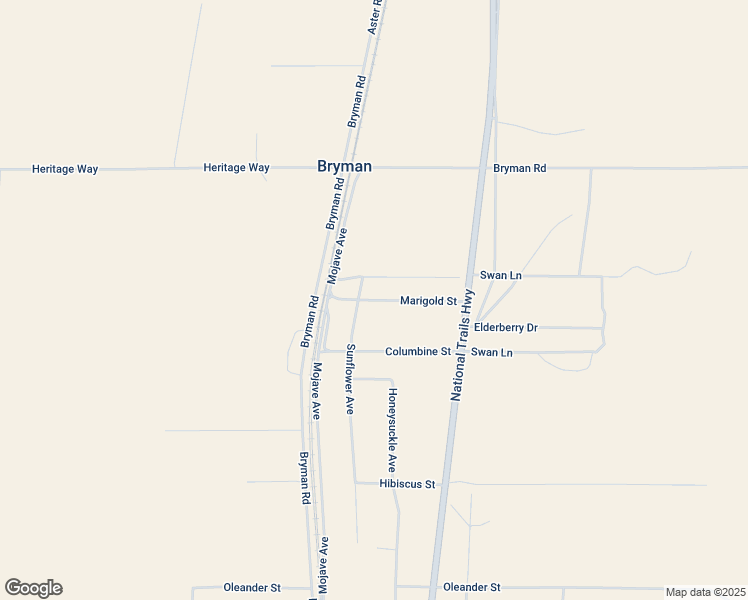 map of restaurants, bars, coffee shops, grocery stores, and more near Marigold Street in San Bernardino County