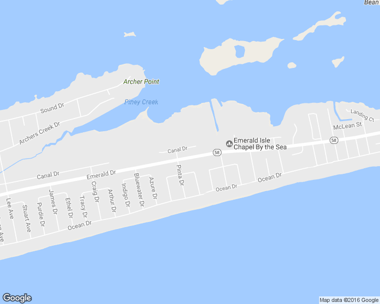 map of restaurants, bars, coffee shops, grocery stores, and more near 6817 Canal Drive in Emerald Isle