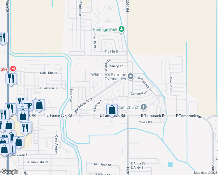 map of restaurants, bars, coffee shops, grocery stores, and more near 1221 Northridge Boulevard in Altus