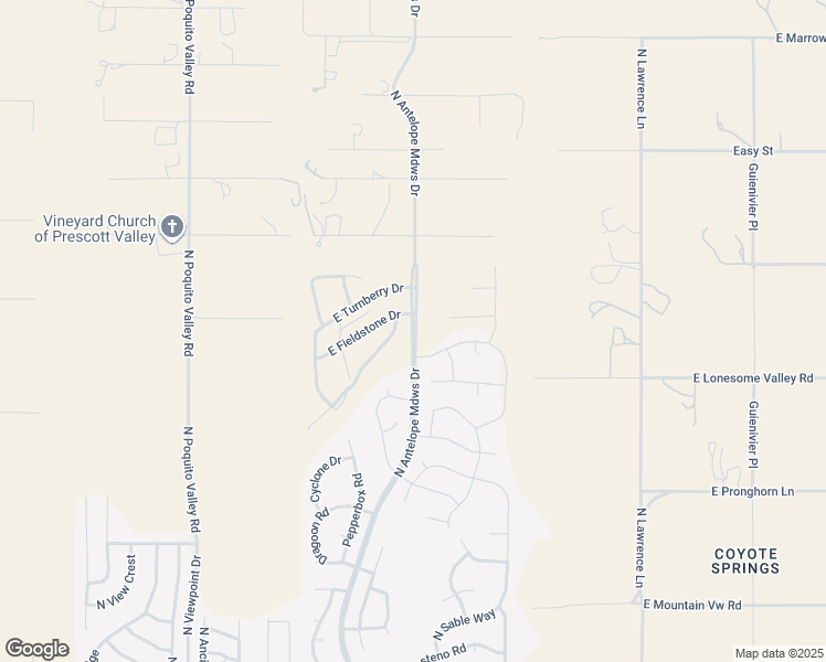 map of restaurants, bars, coffee shops, grocery stores, and more near 9000 North Antelope Meadows Drive in Prescott Valley